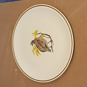 Bob White Design Dinner Platter with Gold Trim Corning By Centura Game Birds